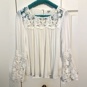 Embroidered lace cut out top